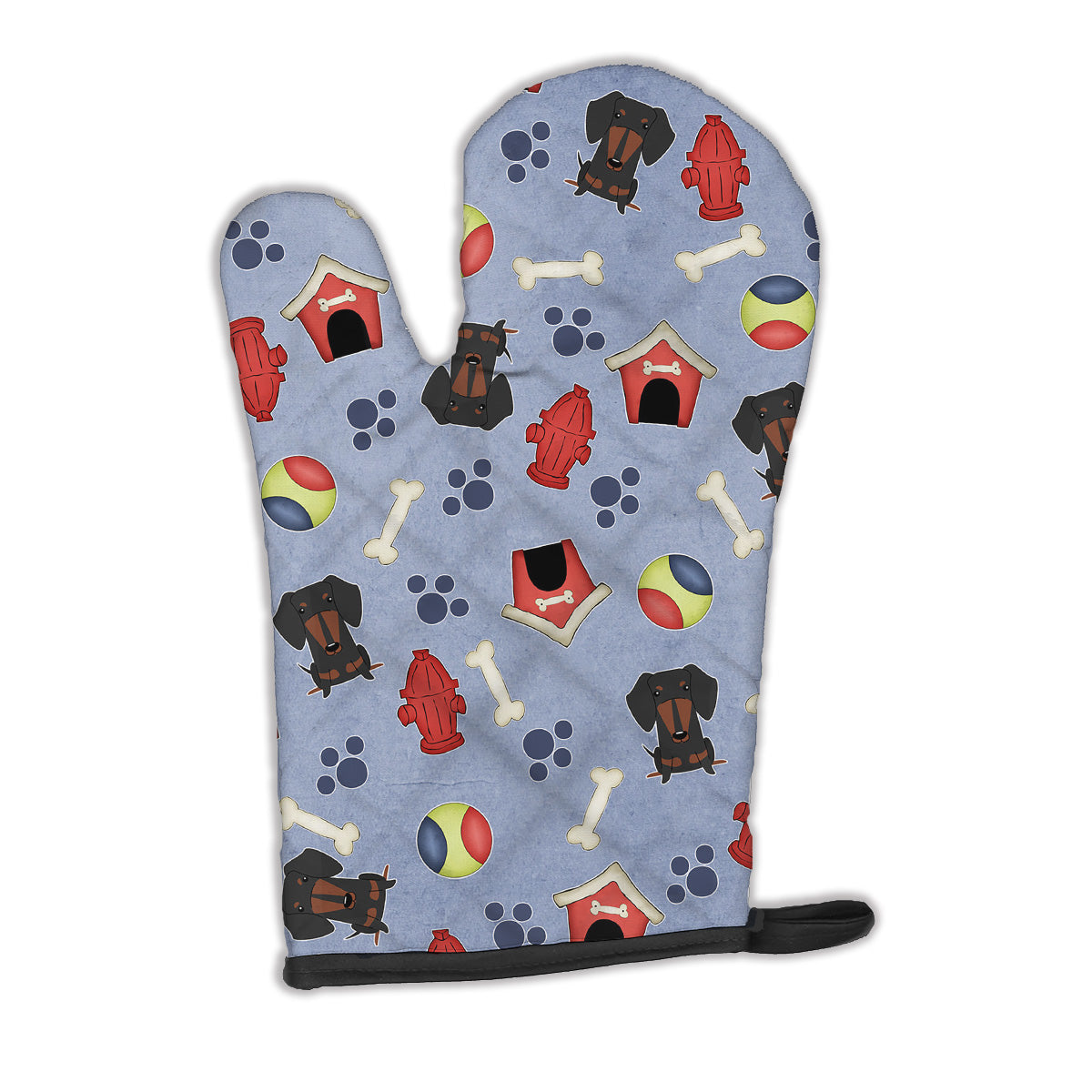 Dog House Collection Dachshund Black Tan Oven Mitt Heat Resistant Thick Oven Mitt for Hot Pans and Oven, Kitchen Mitt Protect Hands, Cooking Baking Glove