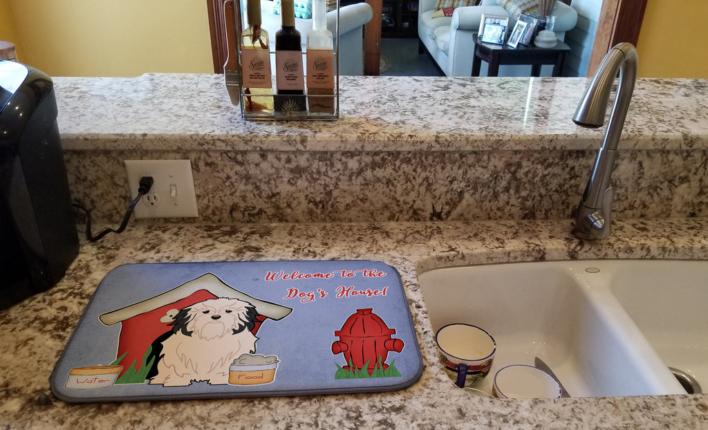 Dog House Collection Lowchen Dish Drying Mat Absorbent Dish Drying Mat Pad for Kitchen Counter Dish Drainer Mat for Countertop, 14 x 21", Multicolor
