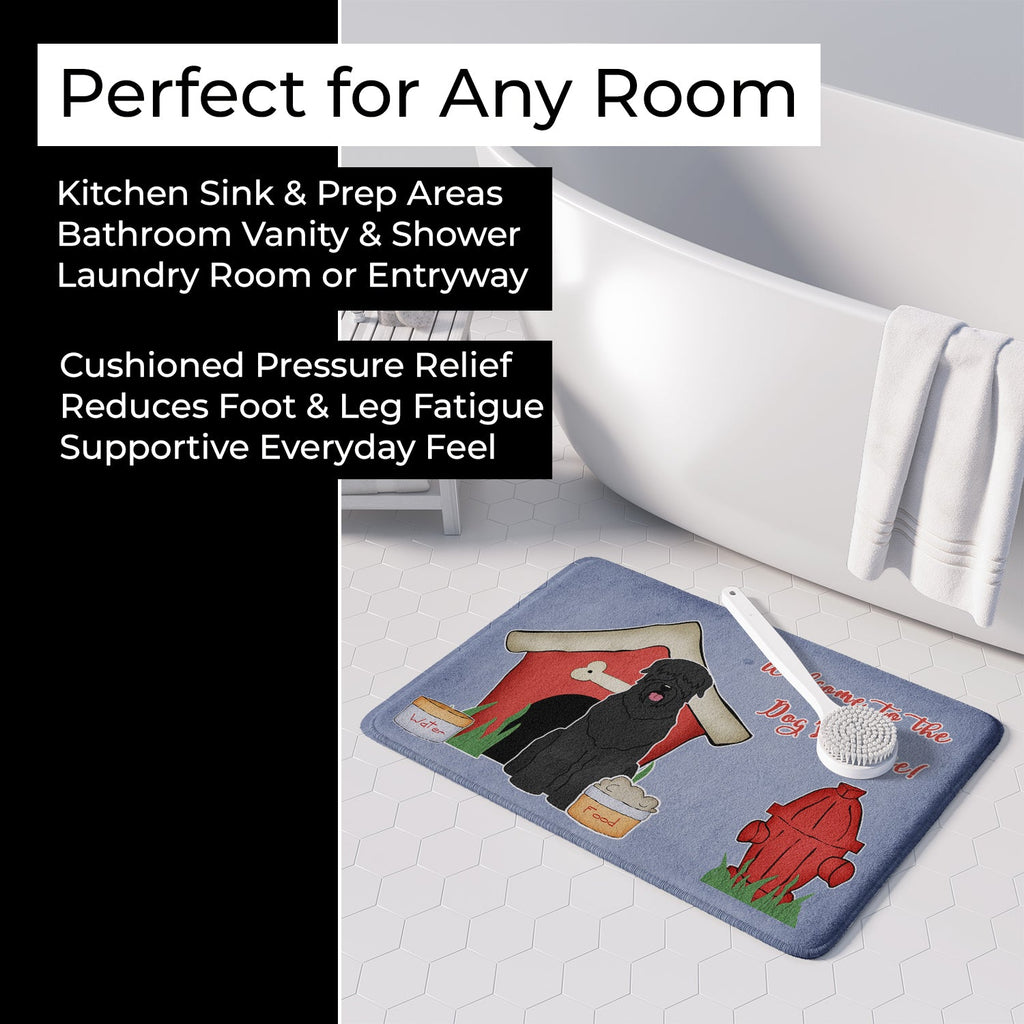 Dog House Collection Black Russian Terrier Memory Foam Kitchen Mat Machine Washable Anti-Fatigue Cushion Comfort Bath or Kitchen Rug