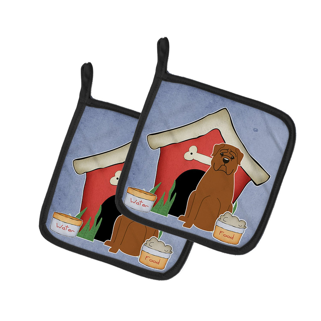 Dog House Collection Dogue de Bourdeaux Pot Holder Set of 2 Heat Resistant Quilted Hot Pads 7.5 x 7.5 Inch, Insulated Kitchen Trivets for Cooking & Baking