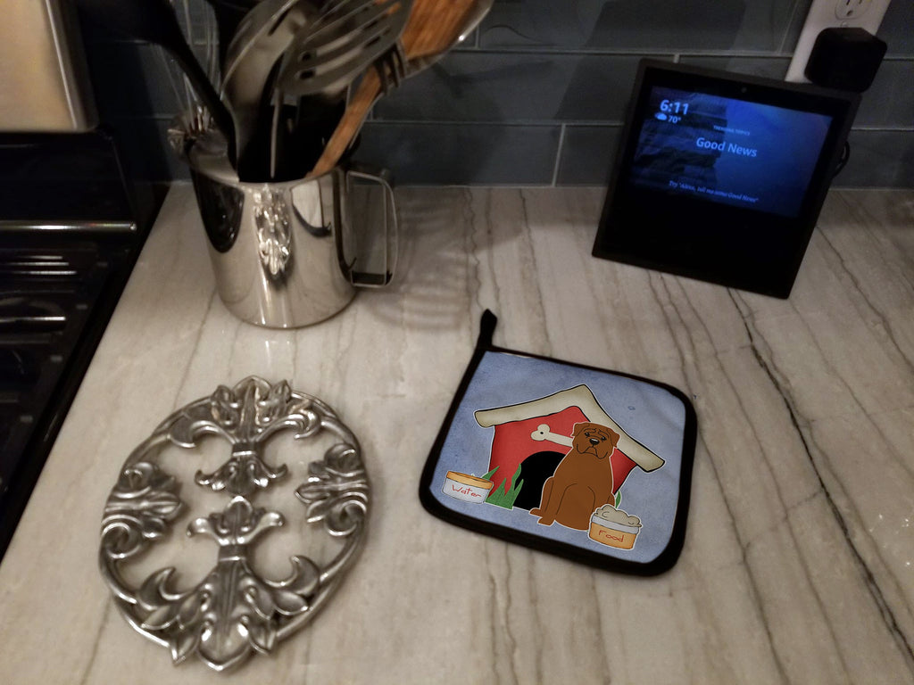 Dog House Collection Dogue de Bourdeaux Pot Holder Set of 2 Heat Resistant Quilted Hot Pads 7.5 x 7.5 Inch, Insulated Kitchen Trivets for Cooking & Baking