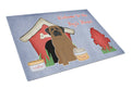 Dog House Collection Bullmastiff Cutting Board Tempered Glass Kitchen Cutting Surface, Heat Resistant Chopping, Non-Slip Feet, Food Prep & Serving