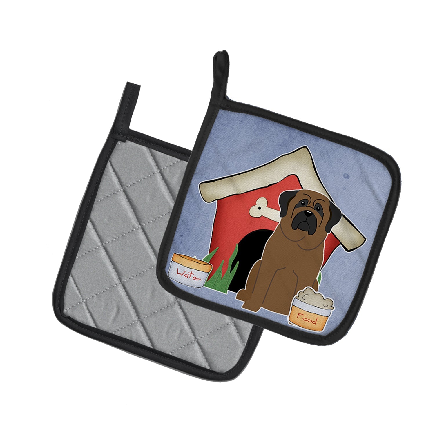 Dog House Collection Bullmastiff Pot Holder Set of 2 Heat Resistant Quilted Hot Pads 7.5 x 7.5 Inch, Insulated Kitchen Trivets for Cooking & Baking