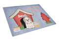 Dog House Collection Shih Tzu Silver White Cutting Board Tempered Glass Kitchen Cutting Surface, Heat Resistant Chopping, Non-Slip Feet, Food Prep & Serving