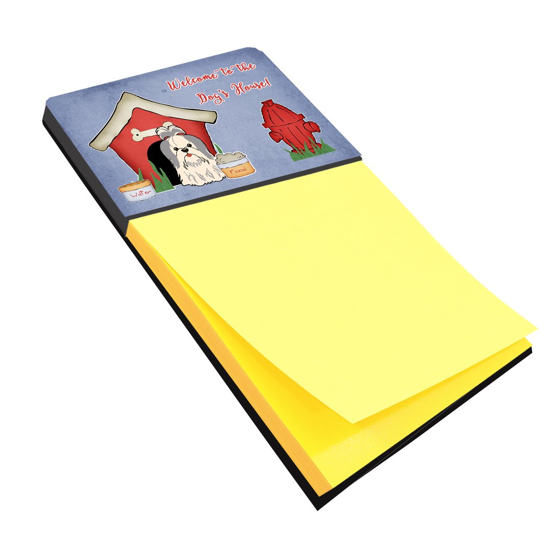 Dog House Collection Shih Tzu Silver White Watercolor Sticky Note Holder Refillable Dispenser Desk Accessory 3x3 Pad Gift