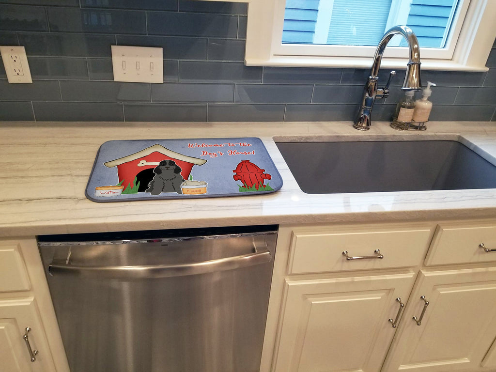 Dog House Collection Cocker Spaniel Black Dish Drying Mat Absorbent Dish Drying Mat Pad for Kitchen Counter Dish Drainer Mat for Countertop, 14 x 21", Multicolor