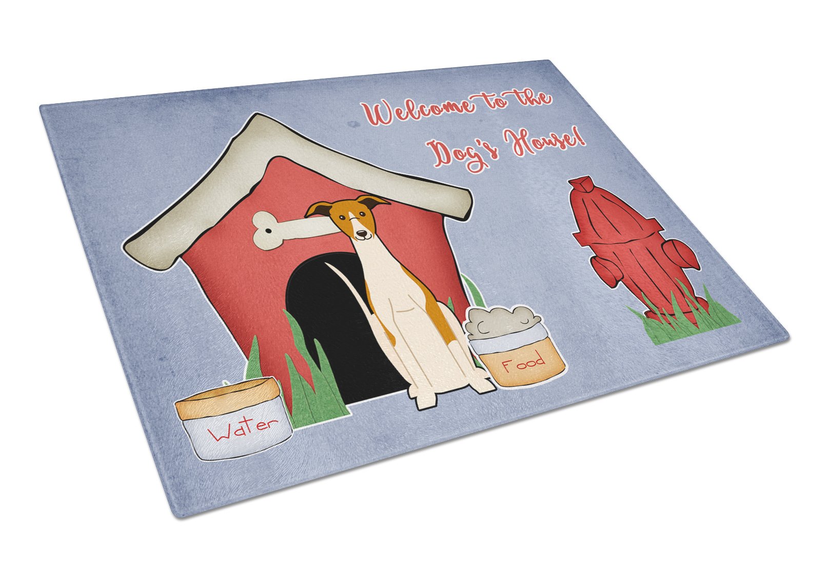 Dog House Collection Whippet Cutting Board Tempered Glass Kitchen Cutting Surface, Heat Resistant Chopping, Non-Slip Feet, Food Prep & Serving