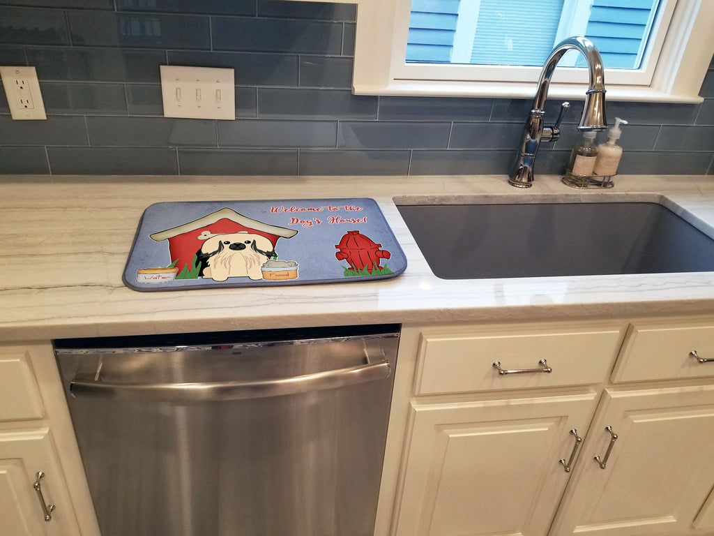 Dog House Collection Pekingese Cream Dish Drying Mat Absorbent Dish Drying Mat Pad for Kitchen Counter Dish Drainer Mat for Countertop, 14 x 21", Multicolor