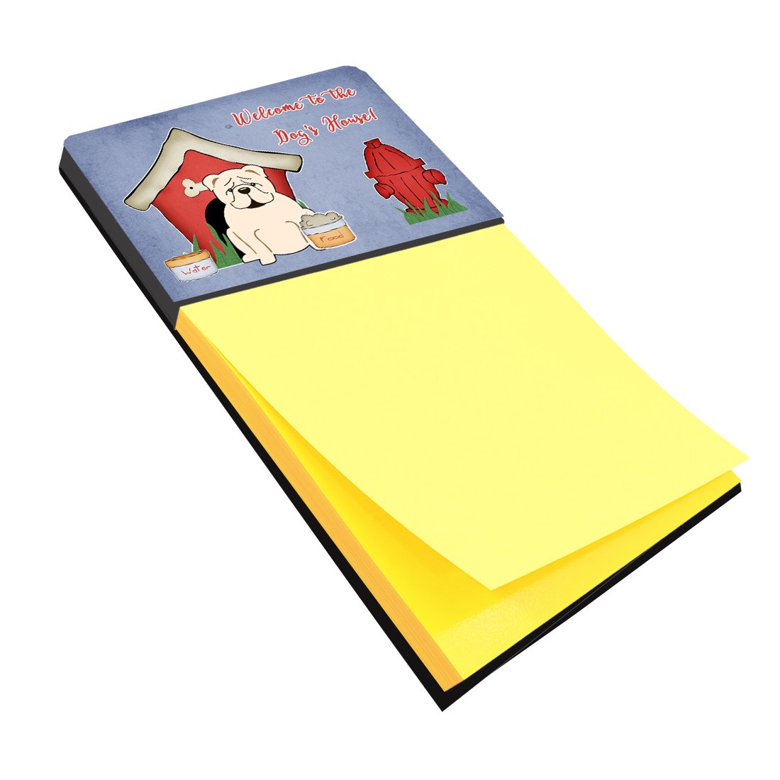 Dog House Collection English Bulldog White Watercolor Sticky Note Holder Refillable Dispenser Desk Accessory 3x3 Pad Gift