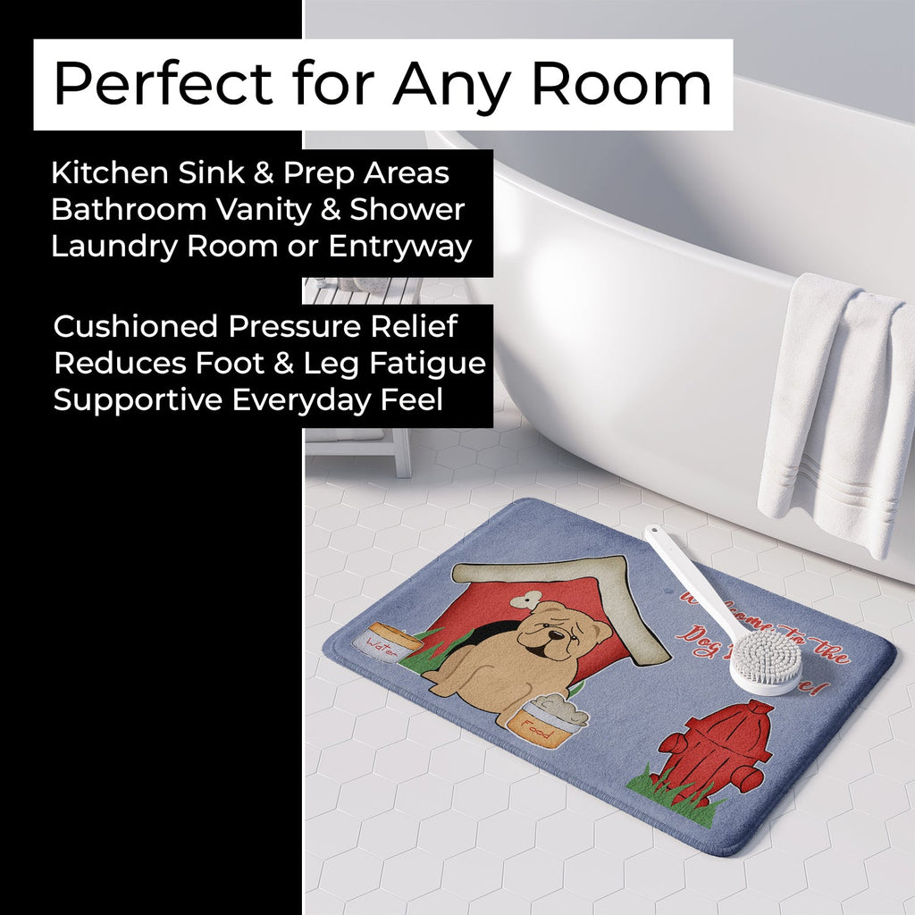 Dog House Collection English Bulldog Fawn Memory Foam Kitchen Mat Machine Washable Anti-Fatigue Cushion Comfort Bath or Kitchen Rug