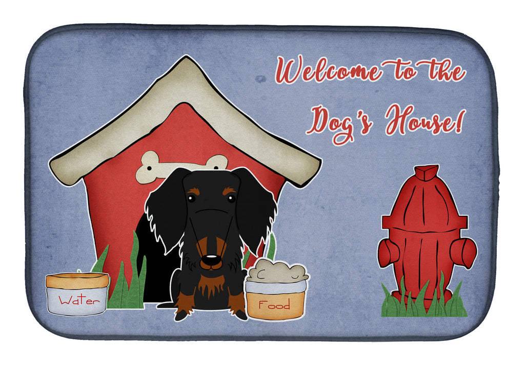 Dog House Collection Wire Haired Dachshund Black Tan Dish Drying Mat Absorbent Dish Drying Mat Pad for Kitchen Counter Dish Drainer Mat for Countertop, 14 x 21", Multicolor