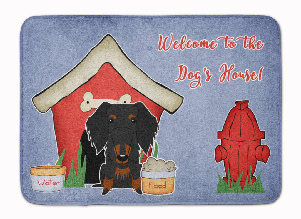 Dog House Collection Wire Haired Dachshund Black Tan Memory Foam Kitchen Mat Machine Washable Anti-Fatigue Cushion Comfort Bath or Kitchen Rug