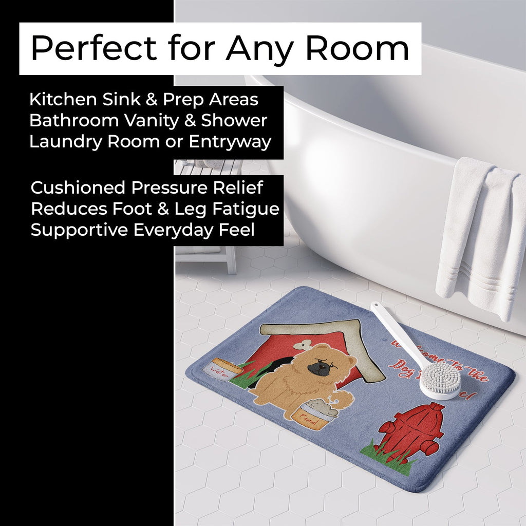 Dog House Collection Chow Chow Cream Memory Foam Kitchen Mat Machine Washable Anti-Fatigue Cushion Comfort Bath or Kitchen Rug