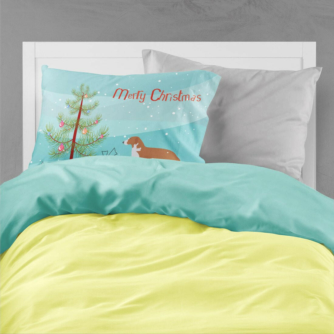 Borzoi Russian Greyhound Merry Christmas Tree Standard Pillowcase Lightweight Super Soft Easy Care Decorative Artwork Pillowcase, Standard