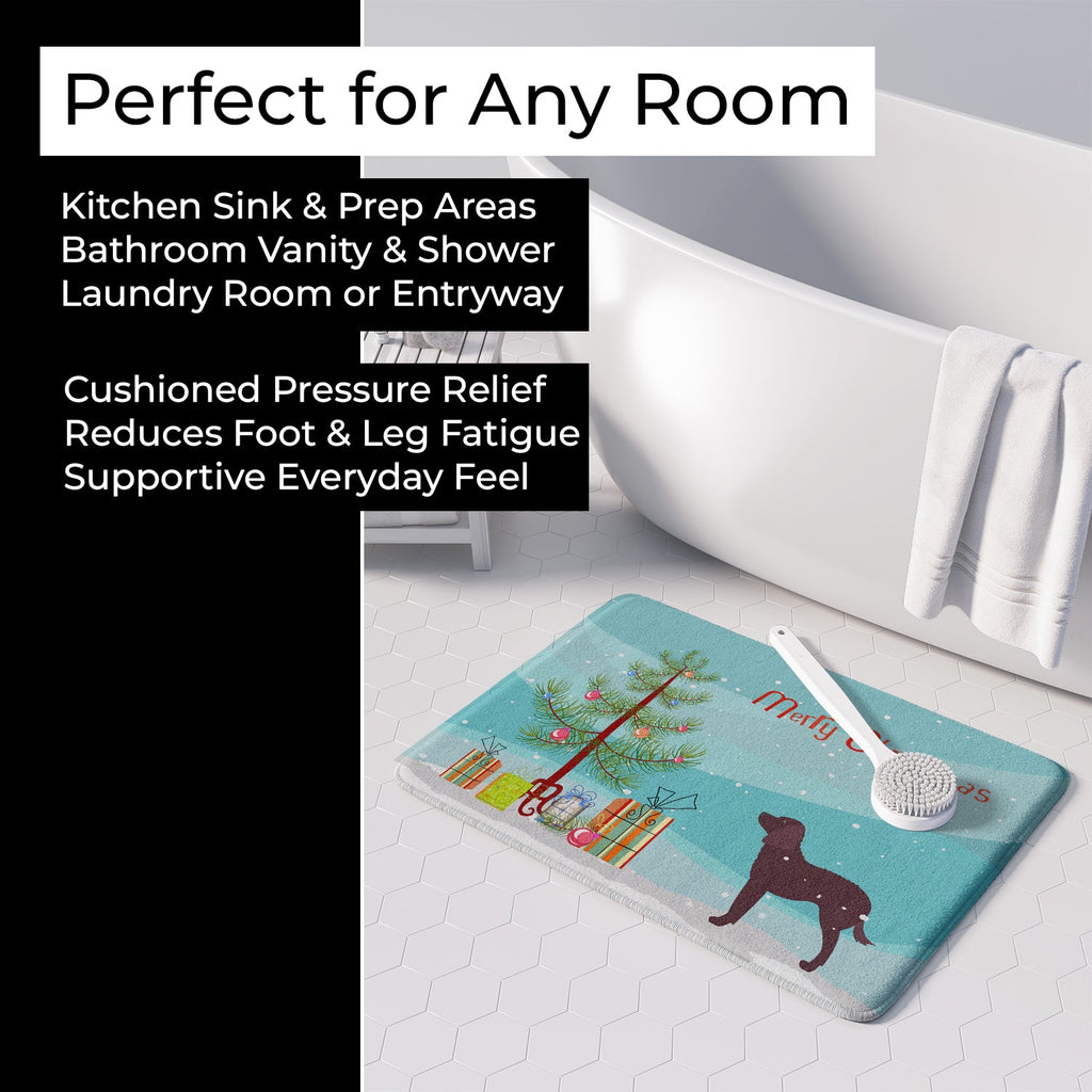 American Water Spaniel Merry Christmas Tree Memory Foam Kitchen Mat Machine Washable Anti-Fatigue Cushion Comfort Bath or Kitchen Rug