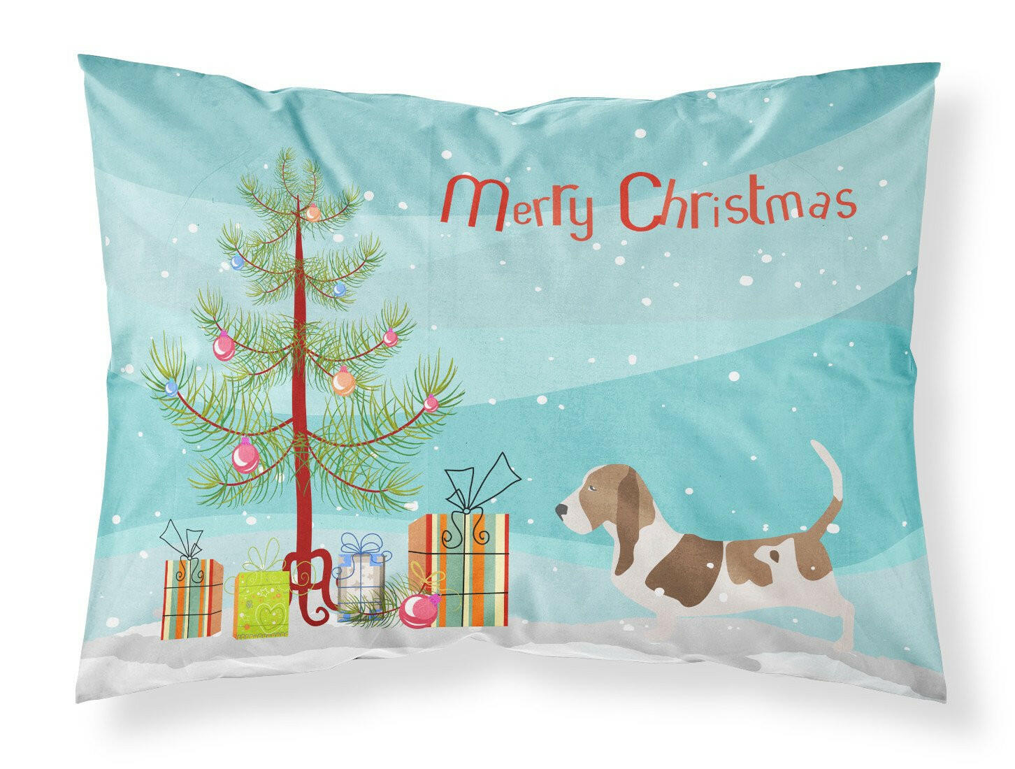 Basset Hound Merry Christmas Tree Standard Pillowcase Lightweight Super Soft Easy Care Decorative Artwork Pillowcase, Standard