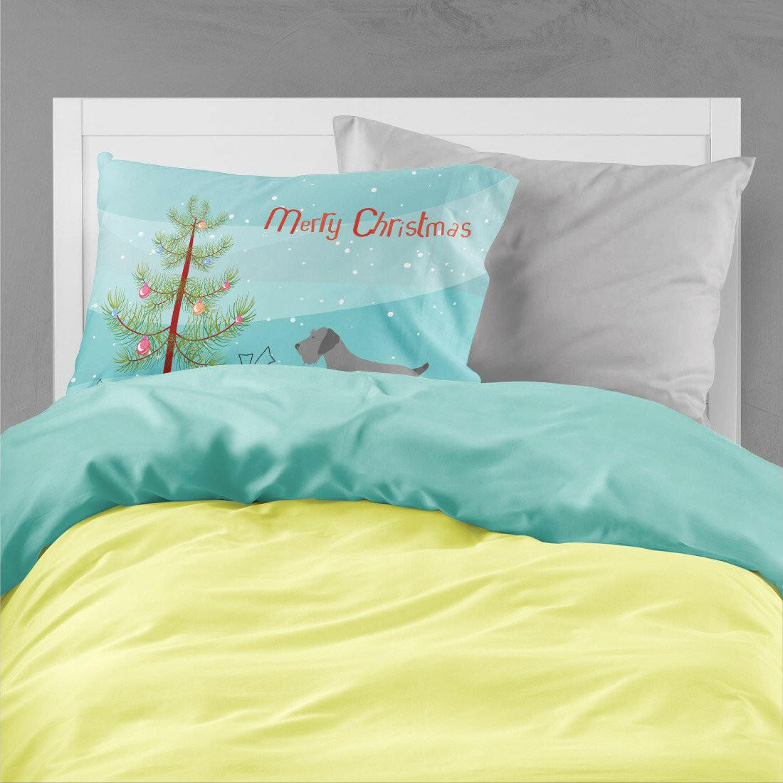 German Wirehaired Pointer Merry Christmas Tree Standard Pillowcase Lightweight Super Soft Easy Care Decorative Artwork Pillowcase, Standard