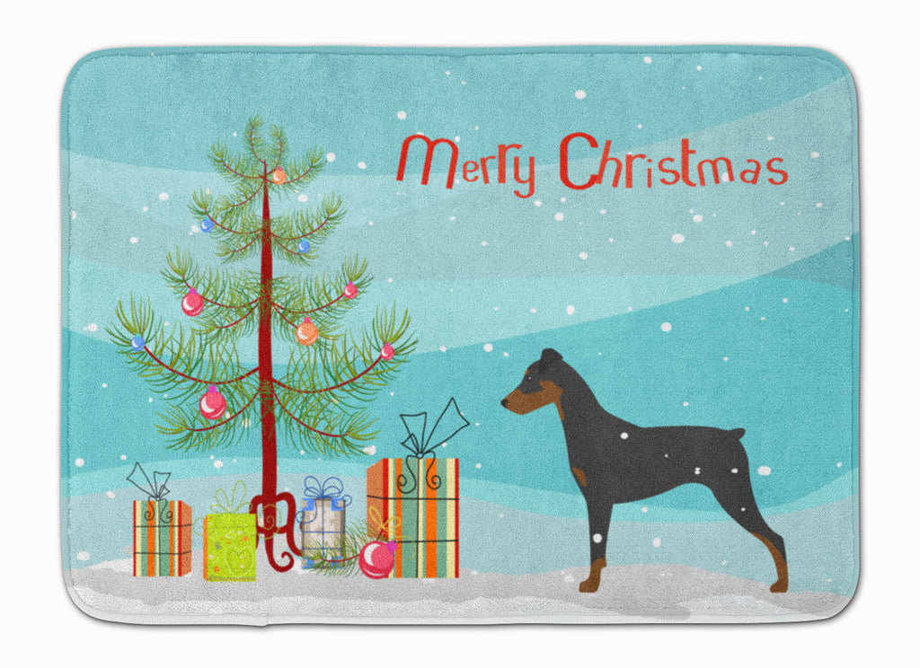 German Pinscher Merry Christmas Tree Memory Foam Kitchen Mat Machine Washable Anti-Fatigue Cushion Comfort Bath or Kitchen Rug