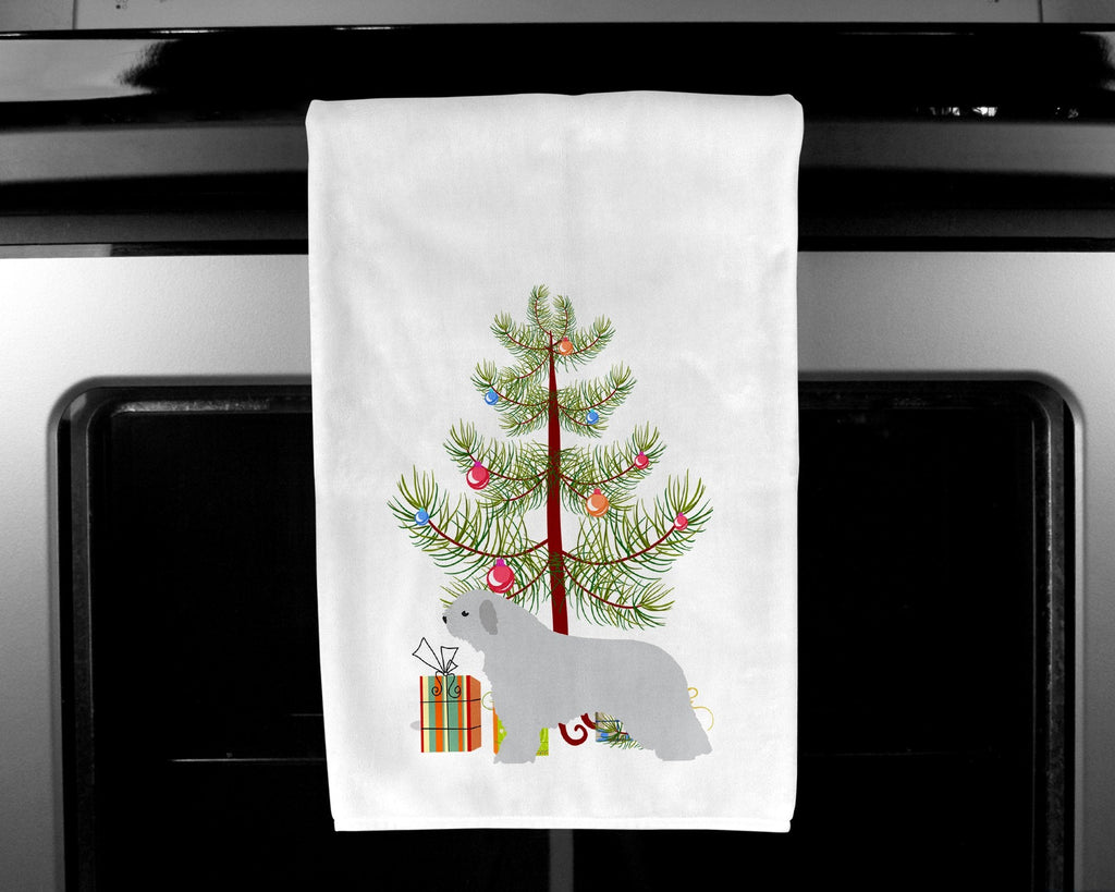 Spanish Water Dog Merry Christmas Tree Kitchen Towel Set of 2 White Dish Towels Decorative Bathroom Hand towel for Hand, Face, Hair, Yoga, Tea, Dishcloth, 19 X 28", White