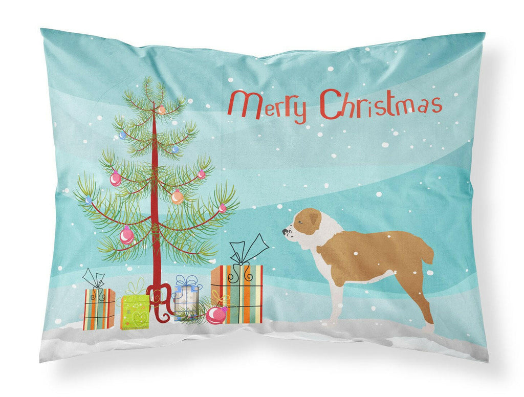 Central Asian Shepherd Dog Merry Christmas Tree Standard Pillowcase Lightweight Super Soft Easy Care Decorative Artwork Pillowcase, Standard