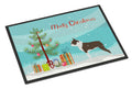 Boston Terrier Merry Christmas Tree Doormat Indoor Outdoor 18H X 27W Front Door Mat Rugs for Entryway, Non Slip Washable