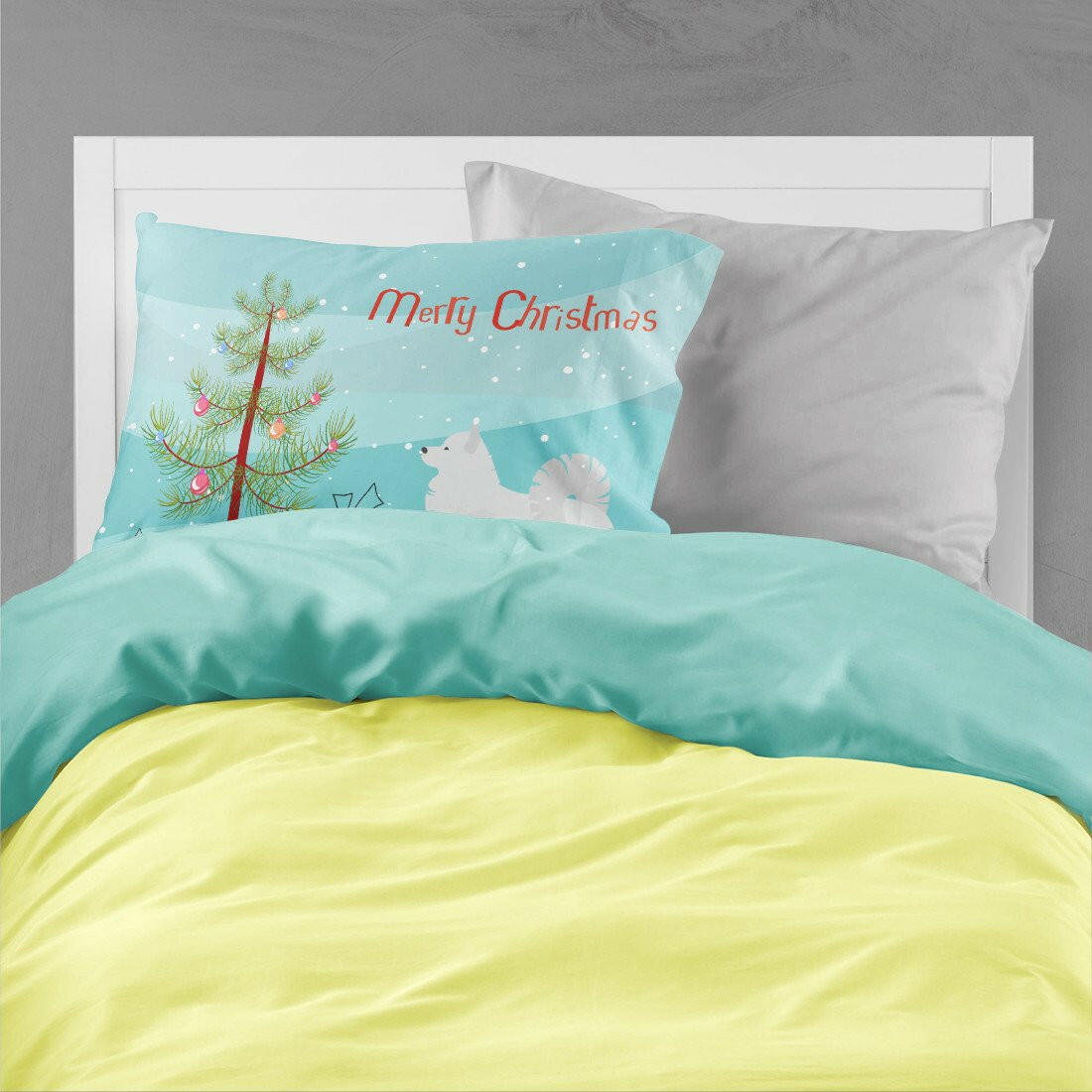 Samoyed Merry Christmas Tree Standard Pillowcase Lightweight Super Soft Easy Care Decorative Artwork Pillowcase, Standard