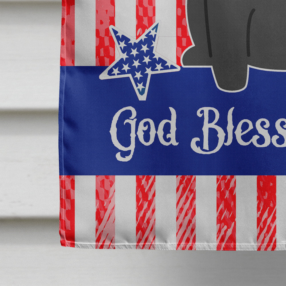 Patriotic USA Pug Black House Flag 28x40 Porch Sleeve Pole Decorative Outside Yard Banner Artwork Wall Hanging, Polyester