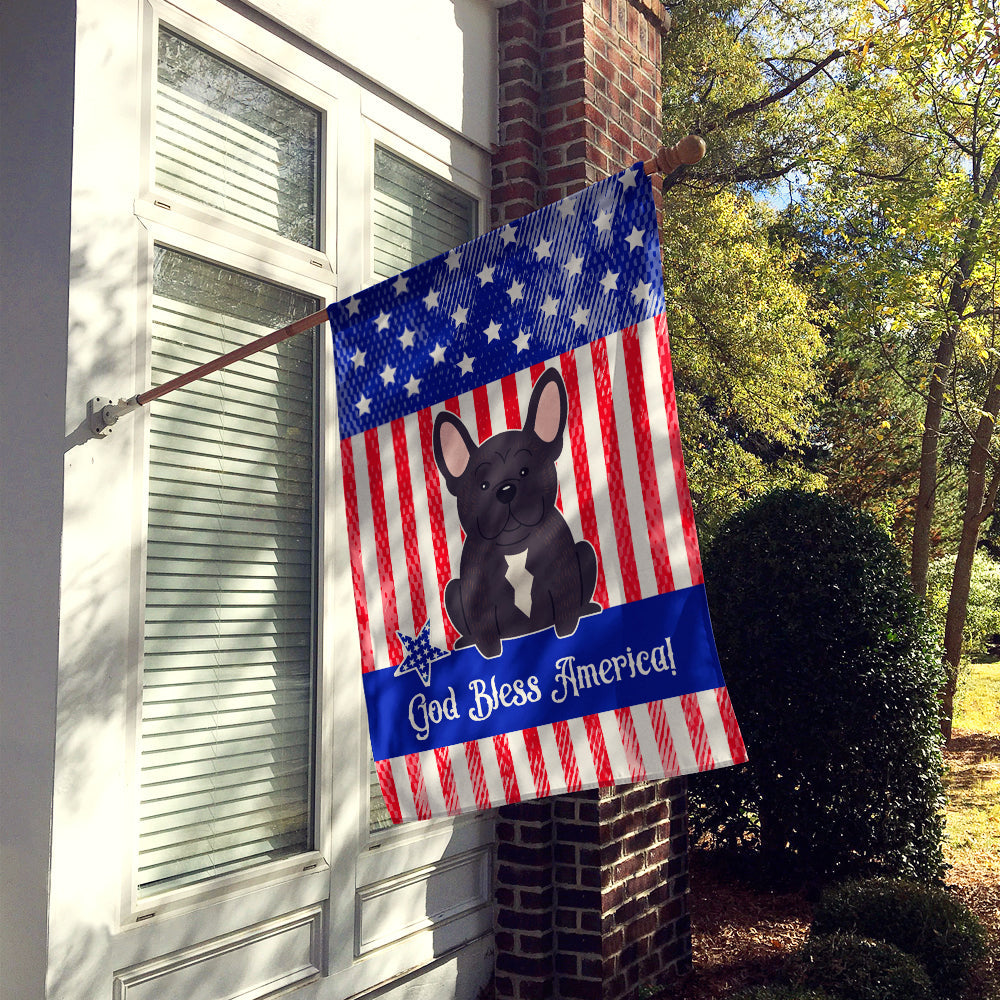 Patriotic USA French Bulldog Brindle House Flag 28x40 Porch Sleeve Pole Decorative Outside Yard Banner Artwork Wall Hanging, Polyester