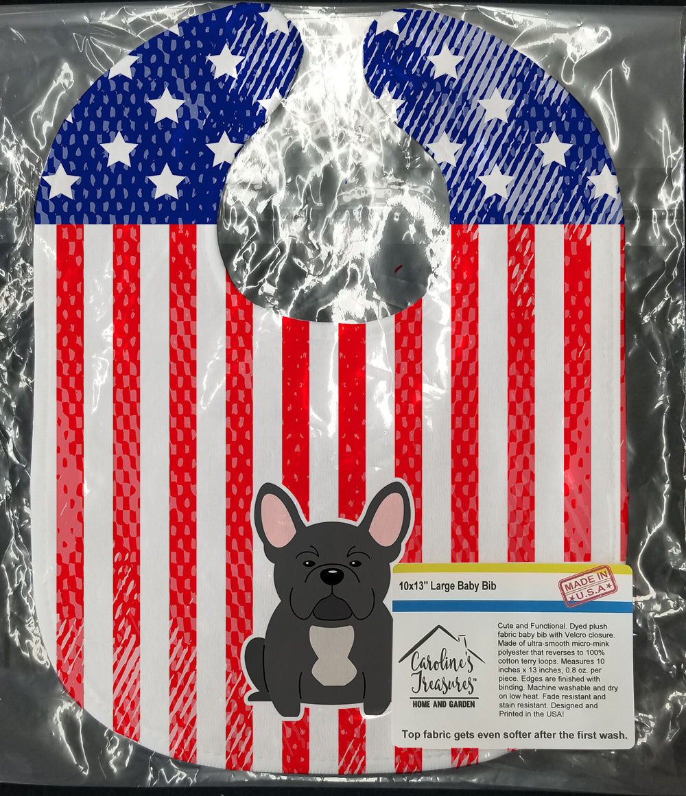 Patriotic USA French Bulldog Black Baby Bib Easy-Clean Baby Bib Baby Feeding Accessory Baby Mealtime Essential, 10 x 13, Multicolor