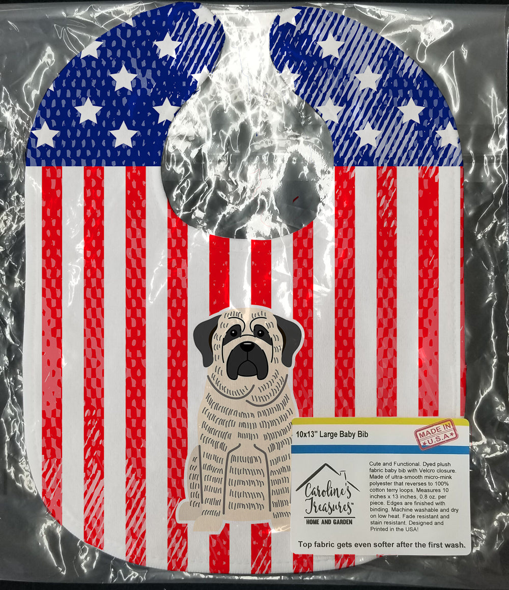 Patriotic USA Mastiff Brindle White Baby Bib Easy-Clean Baby Bib Baby Feeding Accessory Baby Mealtime Essential, 10 x 13, Multicolor