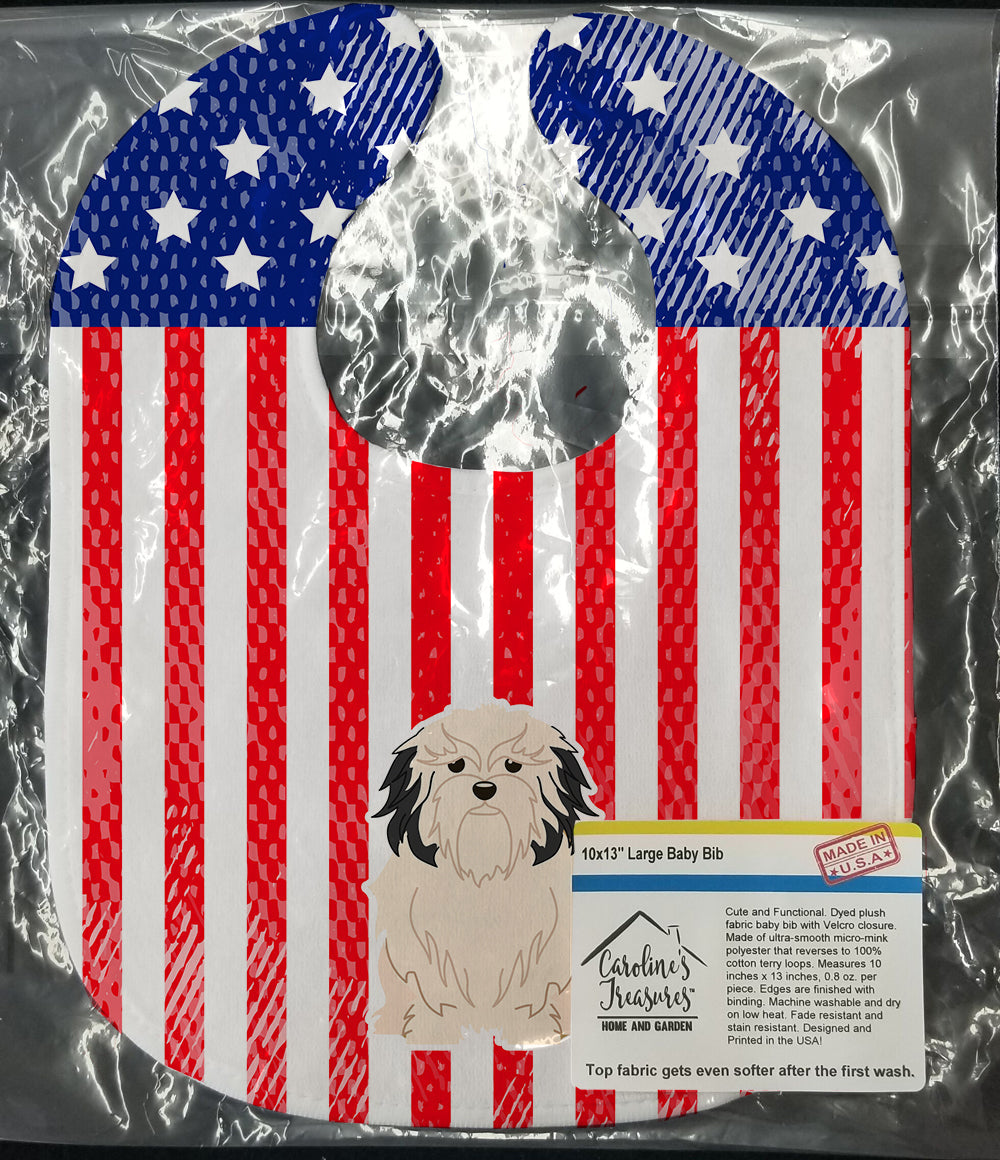 Patriotic USA Lowchen Baby Bib Easy-Clean Baby Bib Baby Feeding Accessory Baby Mealtime Essential, 10 x 13, Multicolor