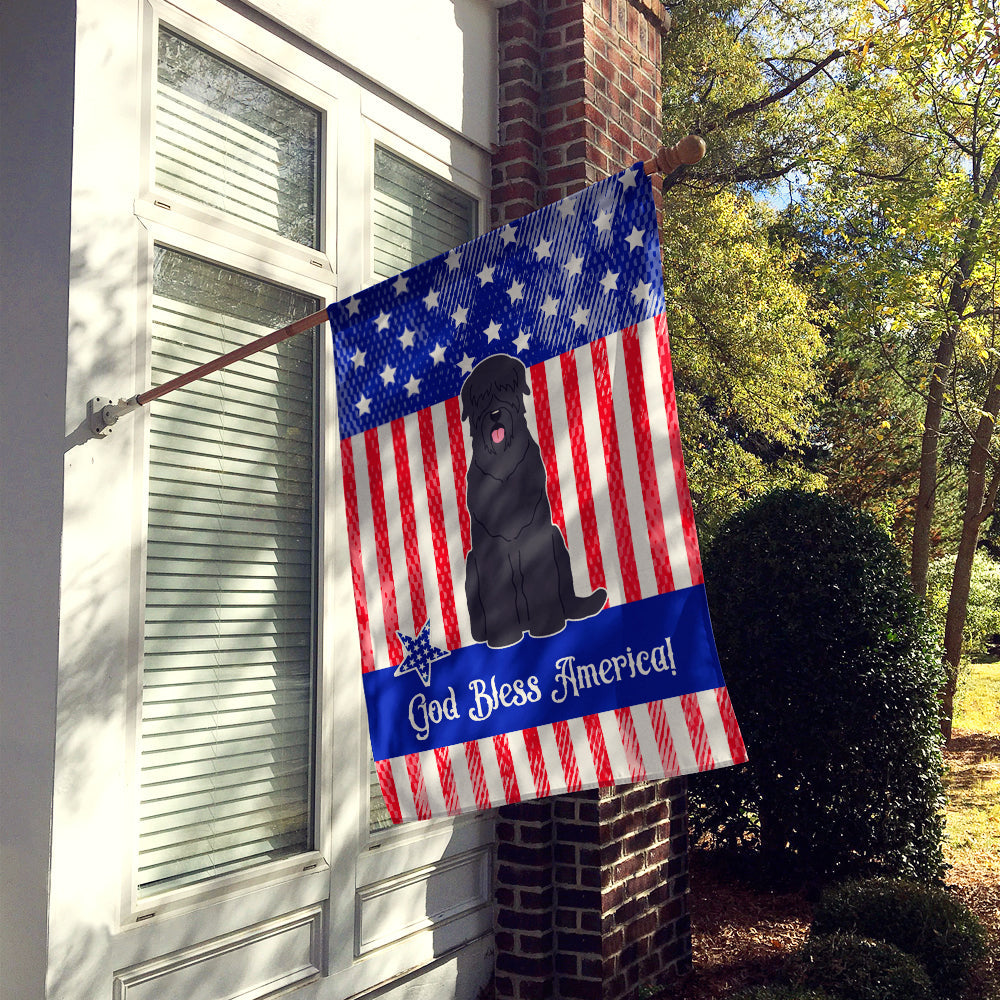 Patriotic USA Black Russian Terrier House Flag 28x40 Porch Sleeve Pole Decorative Outside Yard Banner Artwork Wall Hanging, Polyester