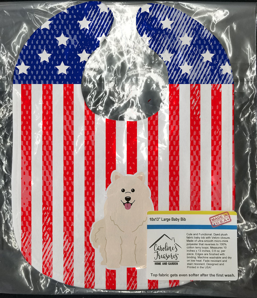 Patriotic USA Samoyed Baby Bib Easy-Clean Baby Bib Baby Feeding Accessory Baby Mealtime Essential, 10 x 13, Multicolor