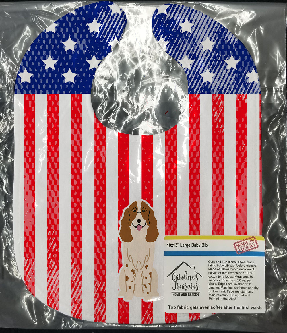 Patriotic USA Russian Spaniel Baby Bib Easy-Clean Baby Bib Baby Feeding Accessory Baby Mealtime Essential, 10 x 13, Multicolor
