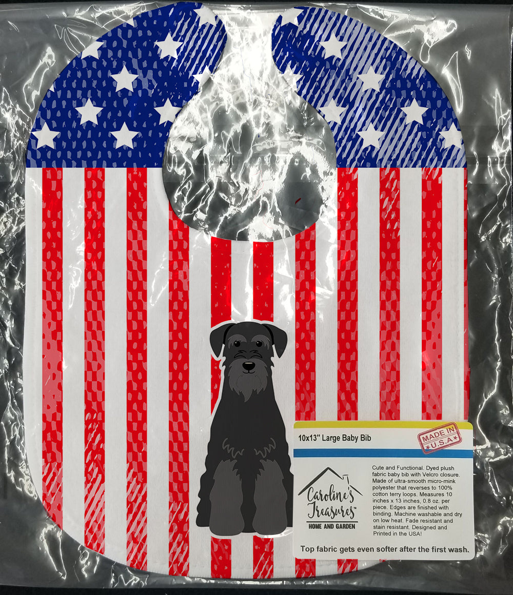 Patriotic USA Standard Schnauzer Black Baby Bib Easy-Clean Baby Bib Baby Feeding Accessory Baby Mealtime Essential, 10 x 13, Multicolor