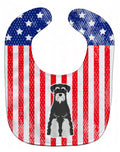 Patriotic USA Standard Schnauzer Salt and Pepper Baby Bib Easy-Clean Baby Bib Baby Feeding Accessory Baby Mealtime Essential, 10 x 13, Multicolor