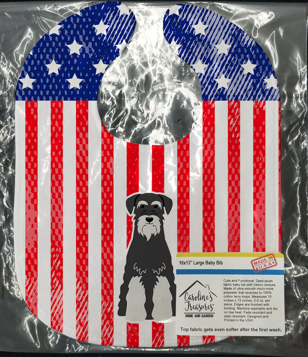 Patriotic USA Standard Schnauzer Salt and Pepper Baby Bib Easy-Clean Baby Bib Baby Feeding Accessory Baby Mealtime Essential, 10 x 13, Multicolor