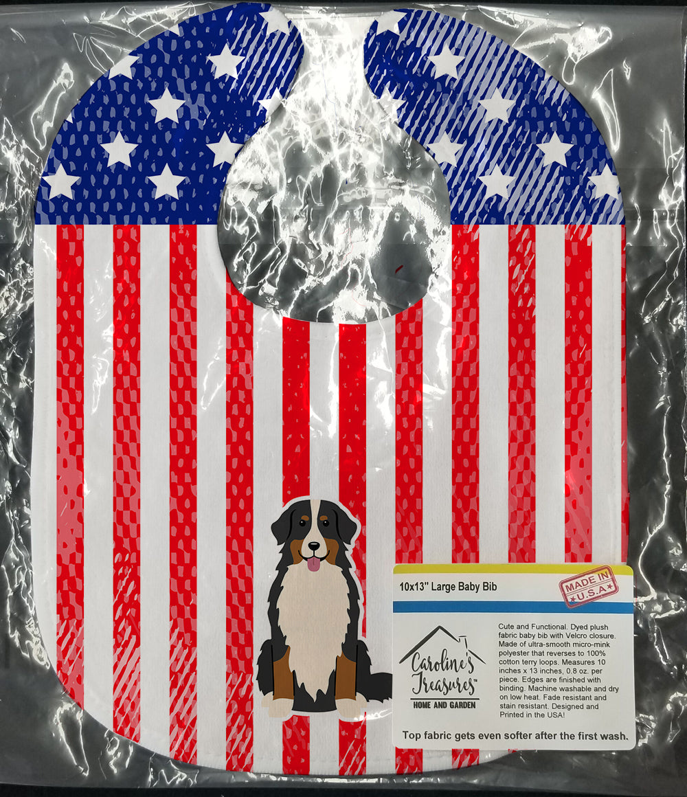Patriotic USA Bernese Mountain Dog Baby Bib Easy-Clean Baby Bib Baby Feeding Accessory Baby Mealtime Essential, 10 x 13, Multicolor