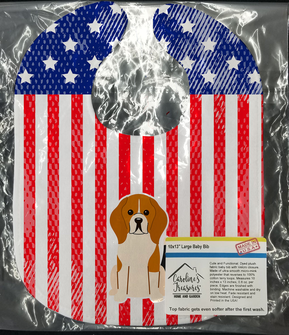 Patriotic USA Beagle Tricolor Baby Bib Easy-Clean Baby Bib Baby Feeding Accessory Baby Mealtime Essential, 10 x 13, Multicolor