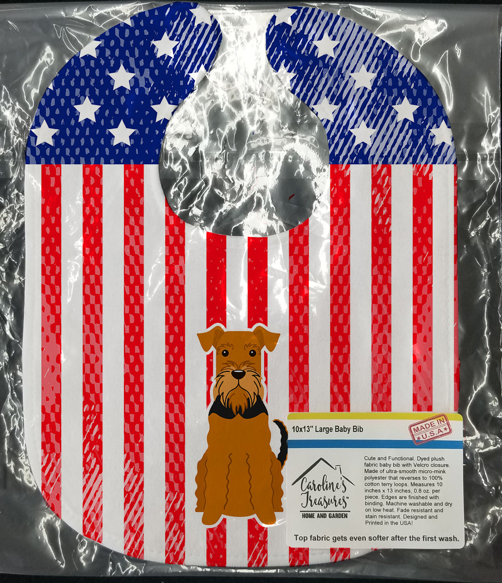 Patriotic USA Airedale Baby Bib Easy-Clean Baby Bib Baby Feeding Accessory Baby Mealtime Essential, 10 x 13, Multicolor