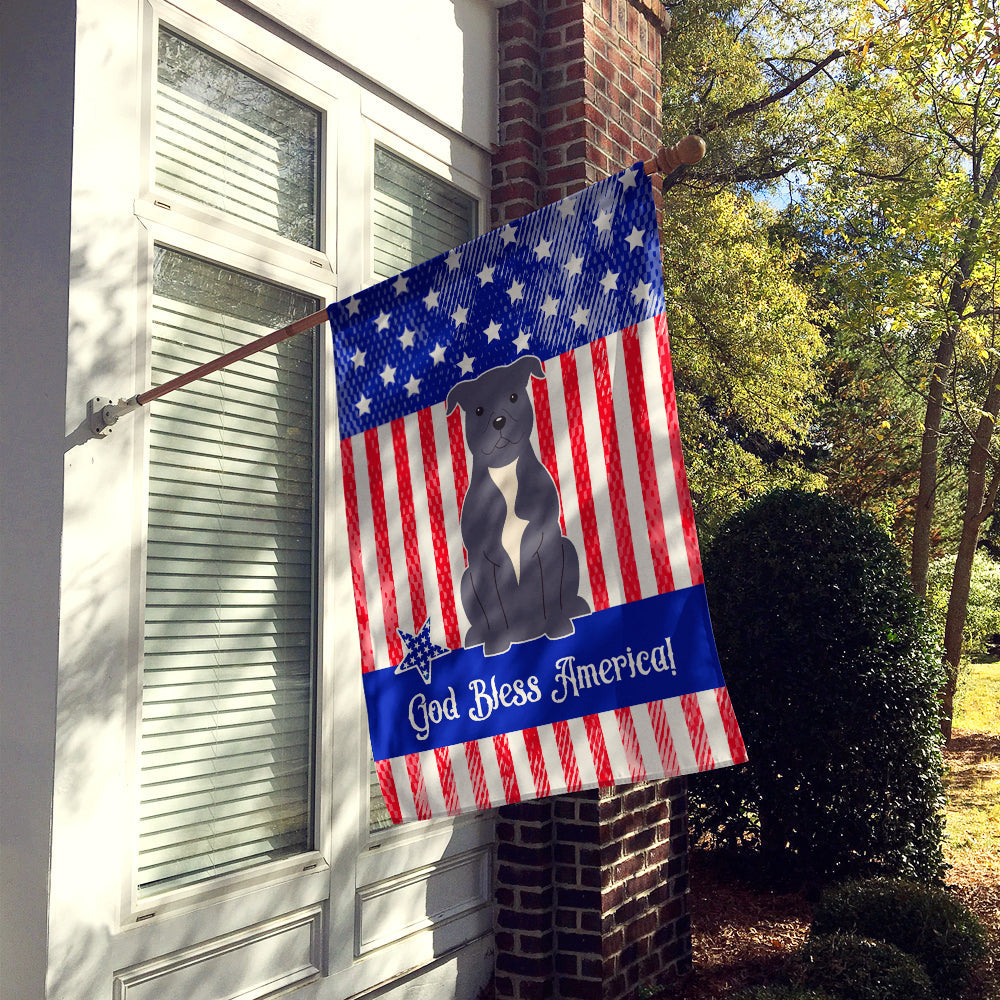 Patriotic USA Staffordshire Bull Terrier Blue House Flag 28x40 Porch Sleeve Pole Decorative Outside Yard Banner Artwork Wall Hanging, Polyester