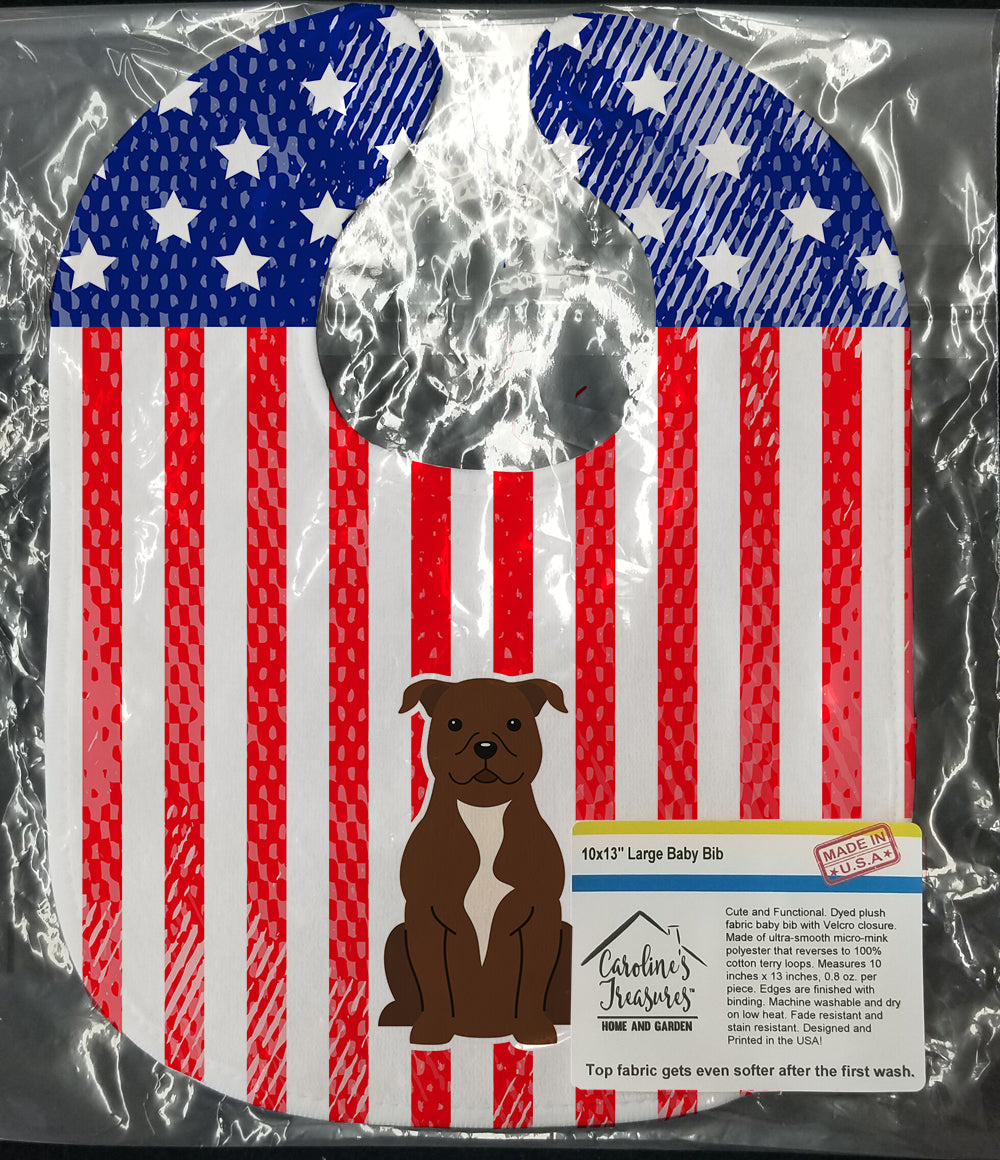 Patriotic USA Staffordshire Bull Terrier Chocolate Baby Bib Easy-Clean Baby Bib Baby Feeding Accessory Baby Mealtime Essential, 10 x 13, Multicolor