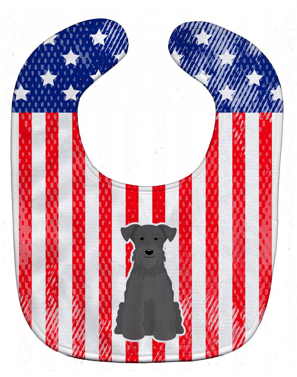 Patriotic USA Miniature Schnauzer Black Baby Bib Easy-Clean Baby Bib Baby Feeding Accessory Baby Mealtime Essential, 10 x 13, Multicolor
