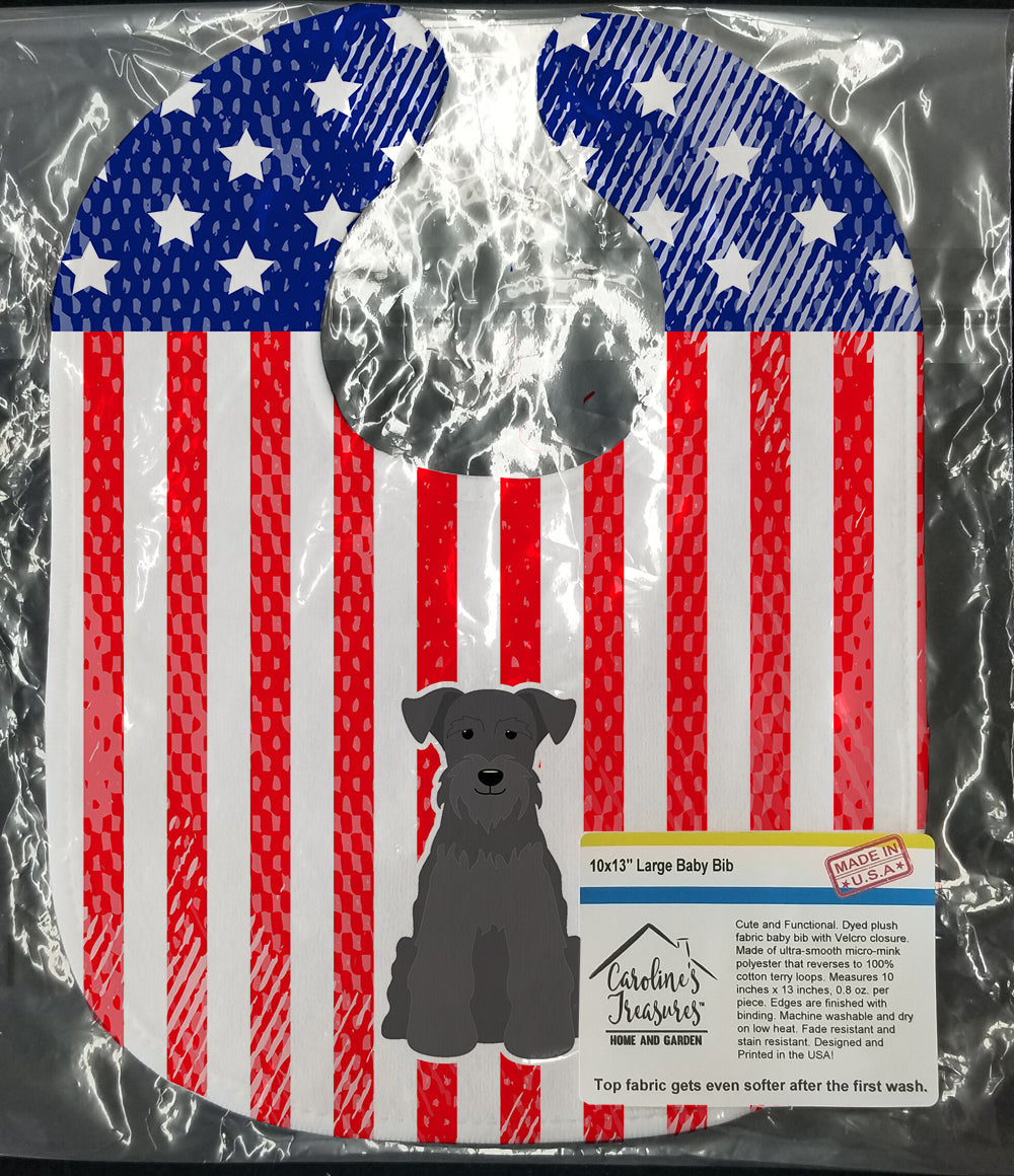 Patriotic USA Miniature Schnauzer Black Baby Bib Easy-Clean Baby Bib Baby Feeding Accessory Baby Mealtime Essential, 10 x 13, Multicolor