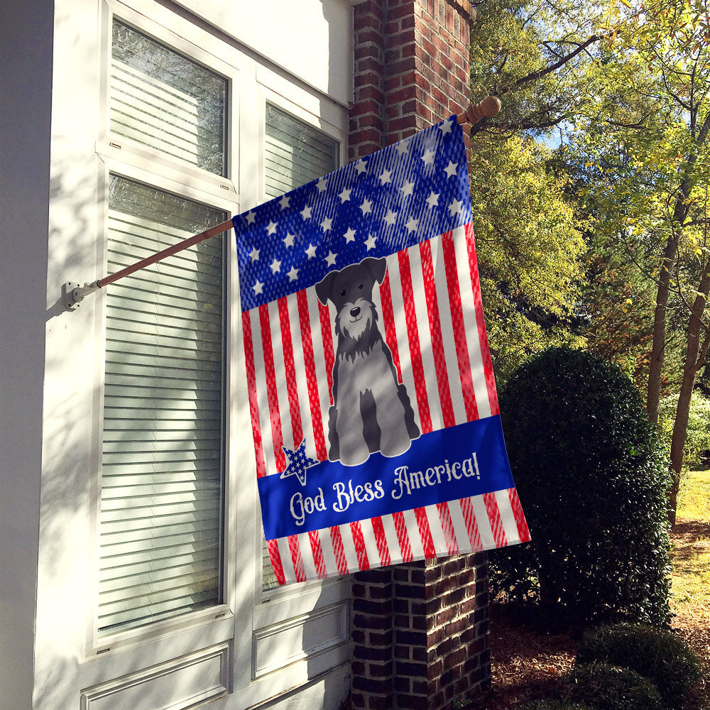 Patriotic USA Miniature Schnauzer Black Silver House Flag 28x40 Porch Sleeve Pole Decorative Outside Yard Banner Artwork Wall Hanging, Polyester
