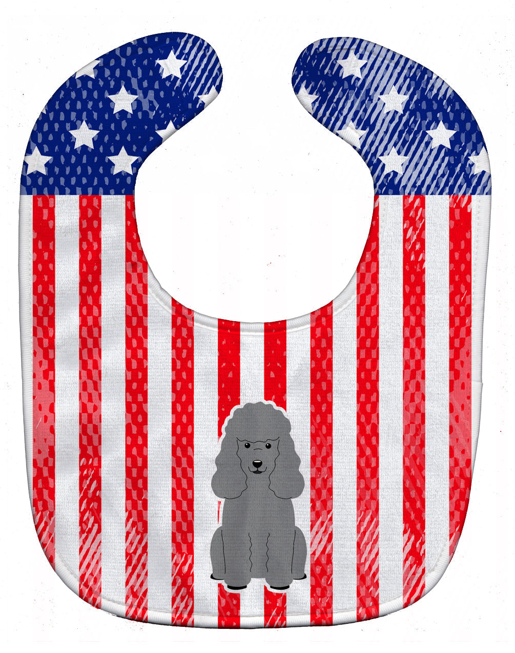 Patriotic USA Poodle Silver Baby Bib Easy-Clean Baby Bib Baby Feeding Accessory Baby Mealtime Essential, 10 x 13, Multicolor