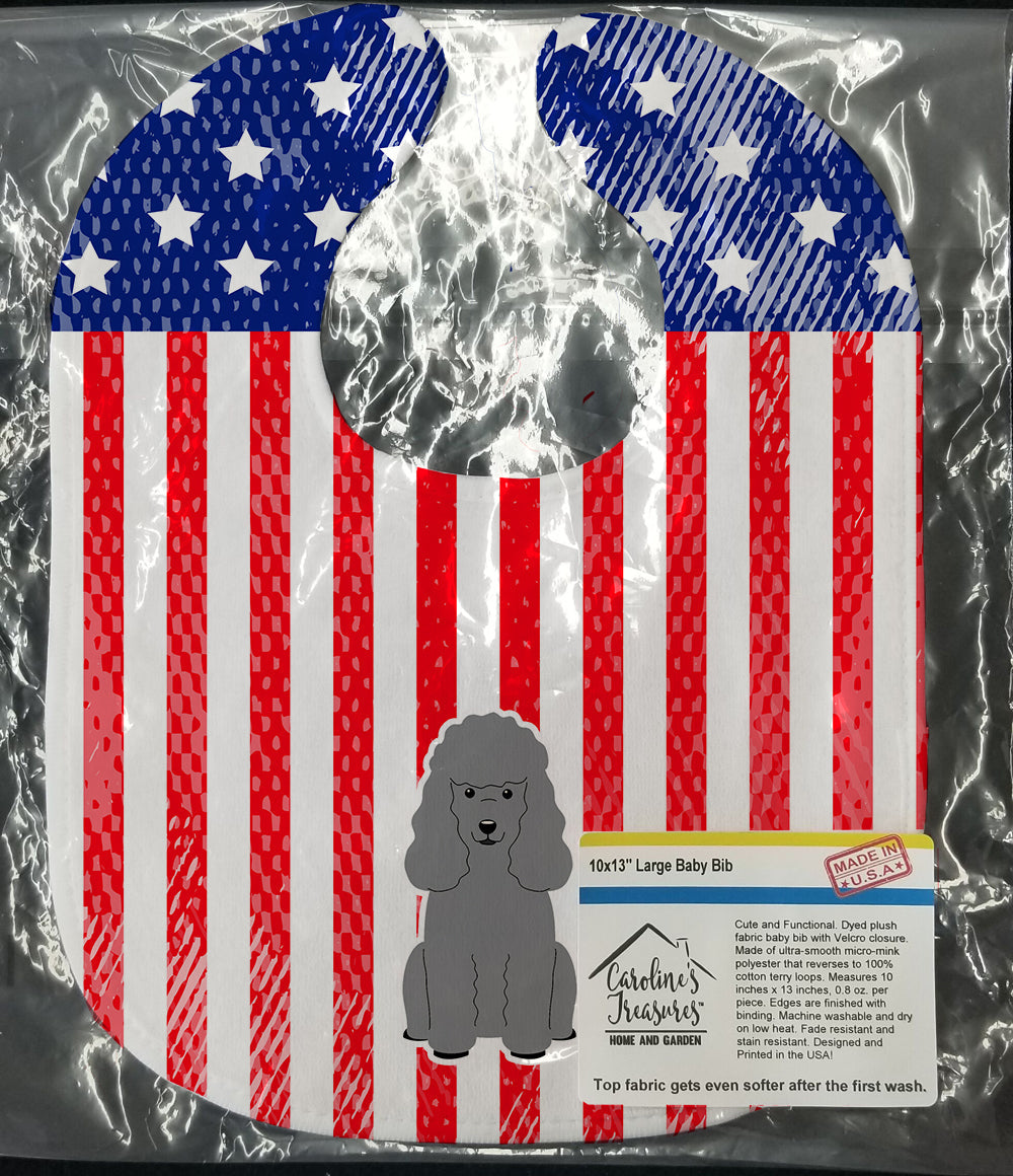 Patriotic USA Poodle Silver Baby Bib Easy-Clean Baby Bib Baby Feeding Accessory Baby Mealtime Essential, 10 x 13, Multicolor