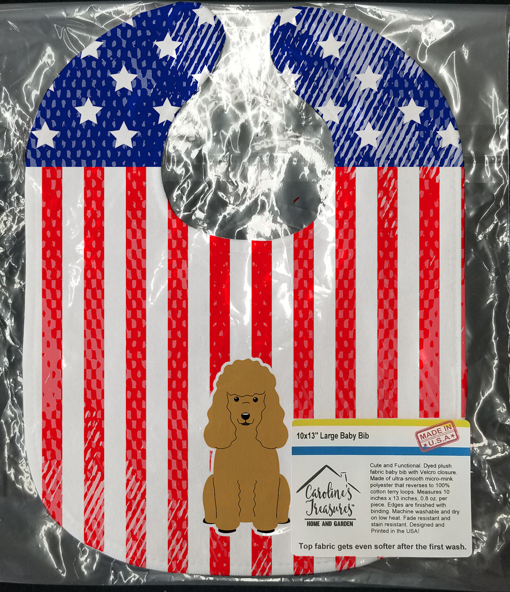 Patriotic USA Poodle Tan Baby Bib Easy-Clean Baby Bib Baby Feeding Accessory Baby Mealtime Essential, 10 x 13, Multicolor