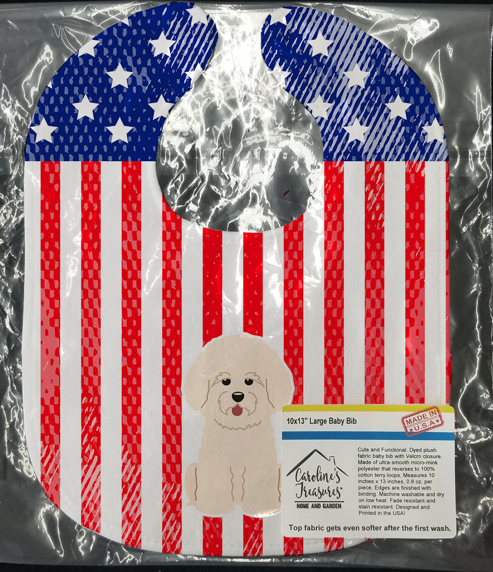 Patriotic USA Bichon Frise Baby Bib Easy-Clean Baby Bib Baby Feeding Accessory Baby Mealtime Essential, 10 x 13, Multicolor