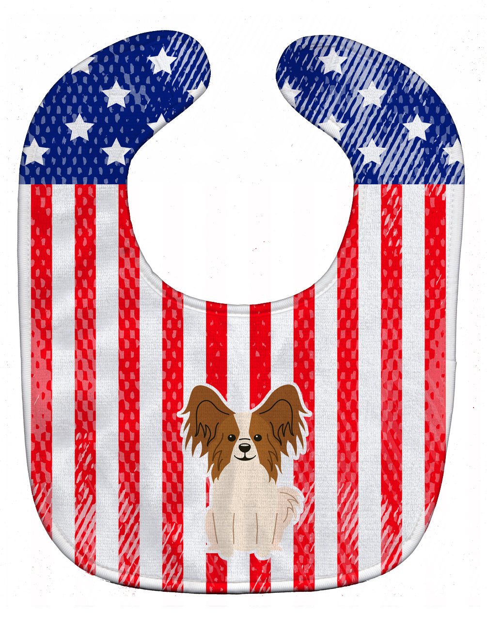 Patriotic USA Papillon Red White Baby Bib Easy-Clean Baby Bib Baby Feeding Accessory Baby Mealtime Essential, 10 x 13, Multicolor